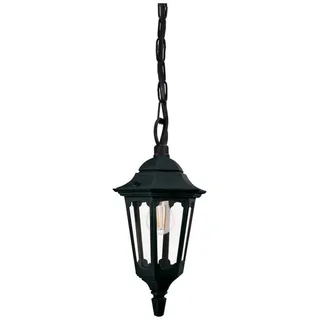 Licht-Erlebnisse Rory Pendelleuchte Außen IP44 Schwarz E27 Aluminium Glas