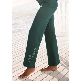 Strickhose ELBSAND, Damen, Gr. 40/42, N-Gr, blau (petrol), Feinstrick, Obermaterial: 50% Viskose, 28% Polyester, 22% Nylon, meliert, unifarben, bequem lang, Hosen Strickhose, mit weitem Bein und eingestricktem Logo, Loungewear