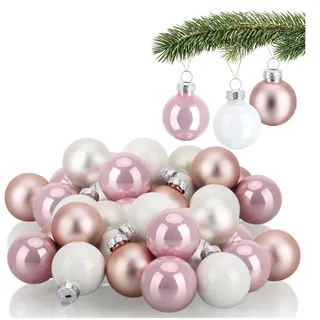 COM-FOUR com-four® 40x Weihnachtskugel - Baumschmuck für die Weihnachtstanne - Mini-Glaskugeln Ø 3 cm - Weihnachtsdeko - kleine Christbaumkugeln aus echtem Glas für Weihnachten