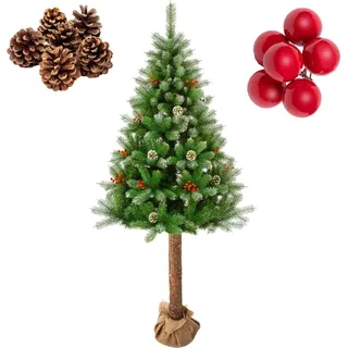 Künstlicher Weihnachtsbaum auf einem Stamm, Kiefernbaum hoch, 220 cm, 3D, stehende Dekorationen - Grün