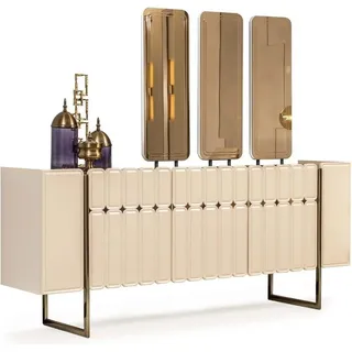 Modernes Beiges Sideboard  Anrichte Exklusive x3 Spiegel 4tlg - Beige