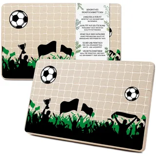 Yabaduu Individuelles Holzbrett für Kinder 23,5x15cm Frühstücksbrettchen Brotzeitbrett personalisiert aus Holz Tier-Motiv als Geschenk Geburtstag Kind RV007 (21 Fußball, Ohne Wunschname)