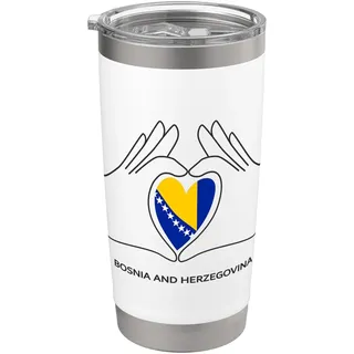 Bosnien Und Herzegovina Fan Herz mit Flagge Doppelwandiger Edelstahl-Thermobecher