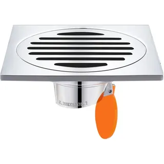 Qrity Edelstahl Bodenablauf Bad Dusche Küche Abfallgitter Anti Geruch, 100x100mm,Silber