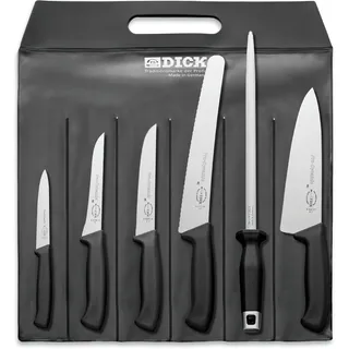 F. DICK ProDynamic Kochmesser-Set 6-teilig (2 Küchenmesser, Ausbeinmesser, Kochmesser Univesalmesser mit Wellenschliff, Klinge X55CrMo14 Stahl, Härte 56°, Messer) 85100000, Grau