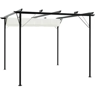 vidaXL Pergola mit Versenkbarem Dach Cremeweiß 3x3 m Stahl - Creme