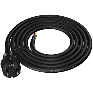 Anschlusskabel 2m IP44 mit geradem Stecker 250V 16A 3x2,5 mm2 H07RN-F PP-40H Schwarz W-97217