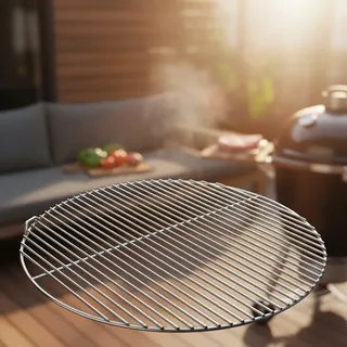 55CM Ø Gusseiserner Grillrost Grillgitter Schwarz rund Gussrost BBQ Grillaufsatz - Silber