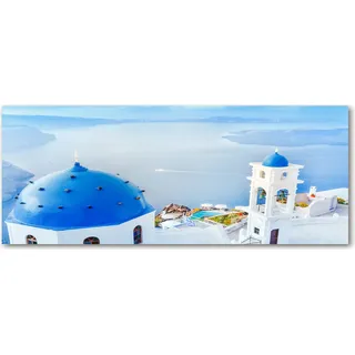 Tulup® Küchenrückwand Spritzschutz aus Glas -125x50 -Spritzschutz auf gehärtetes Glas Deko Sehenswürdigkeiten Santorin - Blau
