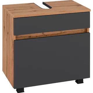 WELLTIME Waschbeckenunterschrank "Lucca", grau (eichefarben, grau), B:60cm H:60cm T:35cm, Schränke, Waschbeckenunterschrank, Inklusive Ausschnitt für Siphon