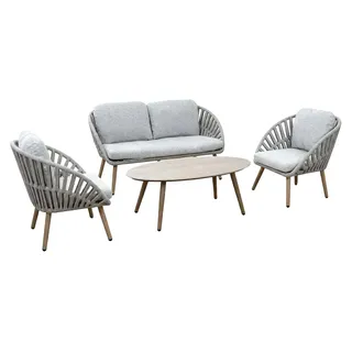 Sessel-Sofa Loungeset Faro | Wood | Nordic Ash/Urban Twine | Aluminium und Rope