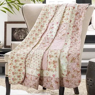 Elzusha - Rosa Bettwäsche-Überwurf aus Baumwoll-Patchwork für Sofa, 150 x 200 cm - Rosa