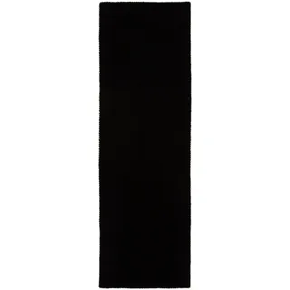 carpetfine Gabbeh Lola Uni Wollteppich 60 x 180 cm Schwarz