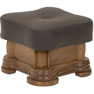 Max Winzer Hocker , Braun , Holz, Leder , Echtleder , Rindleder , Eiche , massiv , quadratisch , 50x40x50 cm , Goldenes M, Made in Europe , Wohnzimmer, Sessel, Hocker & Hockerbänke, Sitzhocker