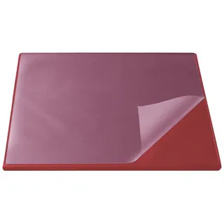 Läufer 44624 Durella Flexoplan Schreibtischunterlage mit Kantenschutz und transparenter Auflage, 52 x 65 cm, rutschfeste Schreibunterlage, rot