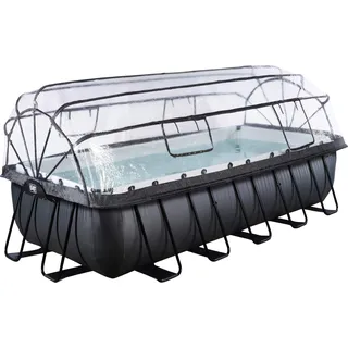 Black Leather Pool Set 540 x 250 x 122 cm inkl. Sandfilterpumpe und Abdeckung