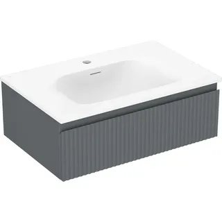 Mexen Rivel Badezimmerschrank 70 cm mit Waschbecken Vela, 1 Schublade, geriffelt, graphit matt/weiß matt - 91A20-07023-1-BF66-W?