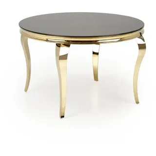 Runder Tisch REGINALD 2 Glas schwarz / gold - Schwarz