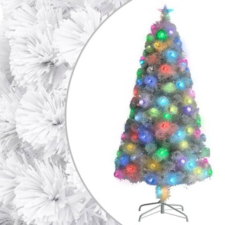 vidaXL Künstlicher Weihnachtsbaum mit LED Weiß 120 cm Glasfaser