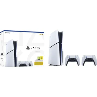 Sony PlayStation 5 Slim 1000 GB Weiß + 2x DualSense Wireless-Controller Bundle