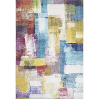 -LUXOR- living Teppich Wohnzimmer Bonum im Vintage Design - Wohnzimmerteppich Teppich Kurzflor Digitaldruck in zeitlosem Design Bunt 120 x 170 cm