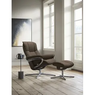 Stressless® Relaxsessel »Mayfair«, (Set, Relaxsessel mit Hocker), mit Hocker, mit Cross Base, Größe S, M & L, Holzakzent Wenge braun