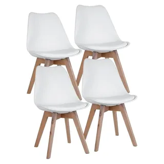 Esszimmerstühle Eiche weiß Schalenstühle 4er Set Küchenstühle Holz, Kunststoff, PP Sitzpolster, Kunstleder, BxTxH 48x42x82 cm