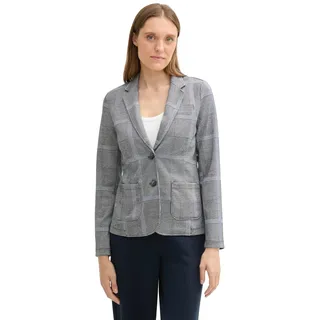 TOM TAILOR Damen 1043181 Blazer mit Karomuster, 36217-Navy Blue Check, 52