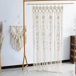 Makramee Wandbehang Vorhang,Mittel Gewebt Tapisserie Makramee Tür Hängend,Raumteiler Vorhänge Fenstervorhang Türvorhänge, Baumwolle Fadenvorhang,Boho Türvorhang,für Zimmer Hochzeitsfeier Dekor (Stil3)