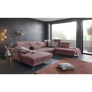 sit&more Wohnlandschaft "Percy U-Form" 12 cm Fußhöhe, Sitztiefenverstellung, wahlweise in 2 Fußfarben, flieder