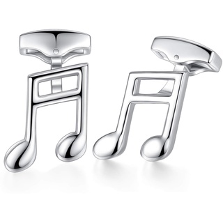 HONEY BEAR Herren Hochzeit Music Note Quaver Manschettenknöpfe Cufflinks Edelstahl Manschettenknopf,Silber,MEHRWEG