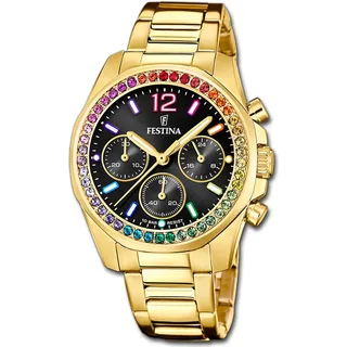 Festina Damenuhr Edelstahl gold Festina Boyfriend Armbanduhr UF20609/3