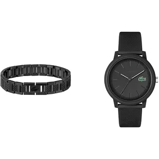 Lacoste Analog Quarzuhr für Herren mit Schwarzes Silikonarmband - 2011171 Armband mit Knebelverschluss für Herren Kollektion Metropole Verziert mit Petit piqué Muster - 2040119