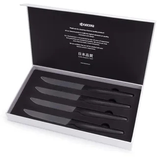 Steakmesser, 4er Set, schwarze mikrogezahnte Keramikklinge