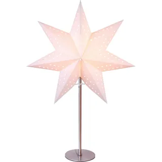 EGLO Tischlampe mit Weihnachtsstern Dekostern | beleuchtet aus Papier mit Metall-Sockel, 3D Fenster-Leuchtstern stehend in weiß mit Kabel, E14