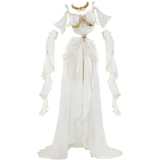 Mobunny Prinzessinnen-Kostüm für Damen, sexy Dessous, Tanzkleid, Outfit, geteilter Body mit Ärmeln und Halskette, Weiss/opulenter Garten, Medium