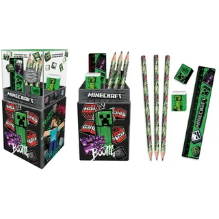 Kids Licensing Minecraft Schreibwaren-Set für Kinder, Stifthalter + Schulzubehör, Schreibtisch-Organizer, originelles Geschenk, Schulbedarf