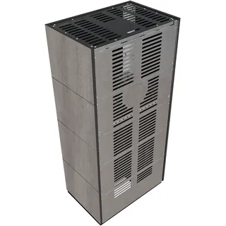 Kaminbausatz KRATKI FLOKI BOX links 8 kW Ø 160 Quarzsinter NATURALI PIETRA DI SAVOIA GRIGIA BOCCIARDATA