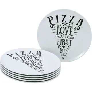 CreaTable Pizzateller Set IN LOVE 33 cm schwarz/weiß 6er Set