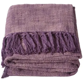 Homescapes Wohndecke Nirvana Slub 255/360 cm, 100% Baumwolle , Lila , Textil , Uni , Rechteckig , 255x360 cm , Oeko-Tex® , Heimtextilien, Bettwäsche & Leintücher, Tagesdecken