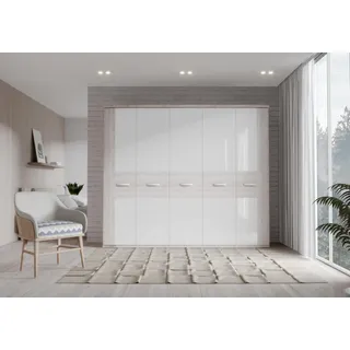 Forte Drehtürenschrank Rondino 250 x 214 x 62 cm Sandeiche/Weiß Hochglanz