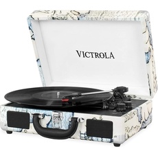 Victrola Suitcase Turntable 3-Gang Bluetooth Kofferplattenspieler - Retro Karte
