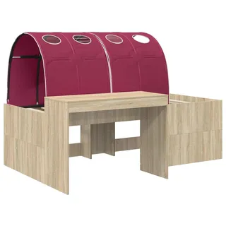 Bettrahmen mit Tunnel 3 Stk. Sonoma Eiche und Rot Holzwerkstoff - Bronze