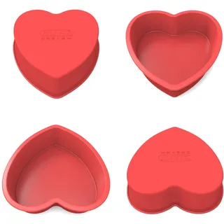 SILIVO Silikon Backform Herz Klein 15cm, 4 Stück Kuchenform Herz 6 inch, Antihaft Herzform Backform, Silikon Herzbackform für Herzkuchen, Pudding