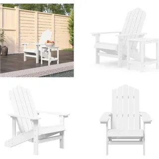 vidaXL Adirondack Gartenstuhl mit Tisch HDPE Weiß - Gartenstuhl - Gartenstühle - Gartenstuhl Und Tisch - Terrassenstuhl - Weiß
