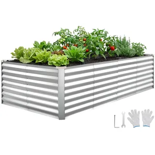 Vevor Hochbeet Metall 240 x 120 x 62 cm Silber