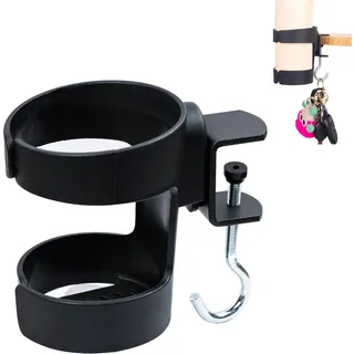 Becherhalter Schreibtisch, Flaschenhalter Getränkehalter Tisch mit Haken Universal Auslaufsicheres Ring Getraenkehalter Klemme Einstellbar Trinkbecherhalter Clip Getränkehalter für Zuhause, 1 Stück