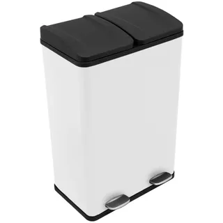 MonsterShop Doppel Abfalleimer 60 l Weiß