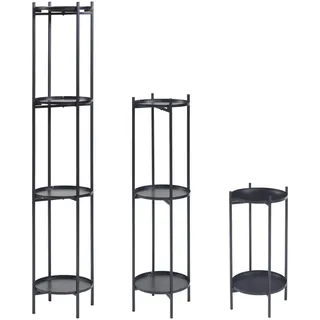 [en.casa] Pflanzenständer-Set 3 Tlg. Tuusula , Metall , Rund , 25x134x25 cm , Wohnzimmer, Wohnzimmertische, Blumenständer