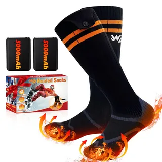 Beheizbare Socken, mit APP-Steuerung, Elektrische Beheizbare Sohlen mit 5000mAh Wiederaufladbarer Akku, Winter Warme Thermosocken Unisex Fußwärmer Beheizte Socken